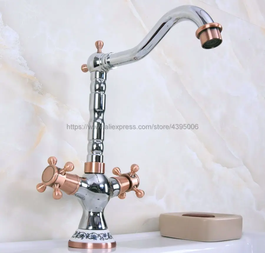 

Современный хромированный смеситель для раковины, кран с двойной ручкой для ванной и кухни, поворотный излив, крепление на раковину Bnf902