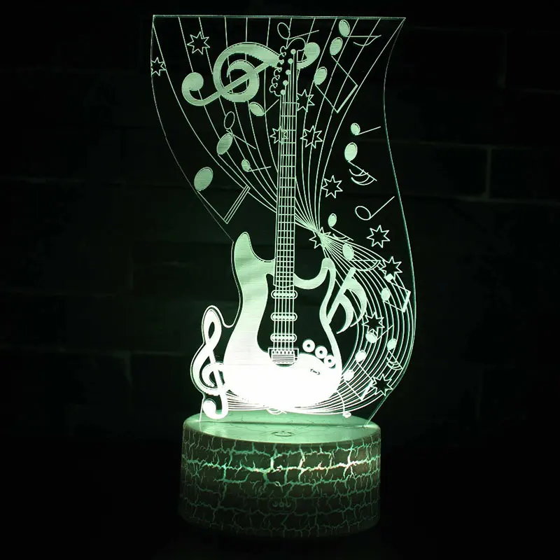 Musical note guitar Музыкальная нота Гитары тема 3D лампа светодиодный Ночной светильник 7 цветов изменить Touch Настроение лампы Новогодний подарок Dropshippping - Испускаемый цвет: Musical note guitar