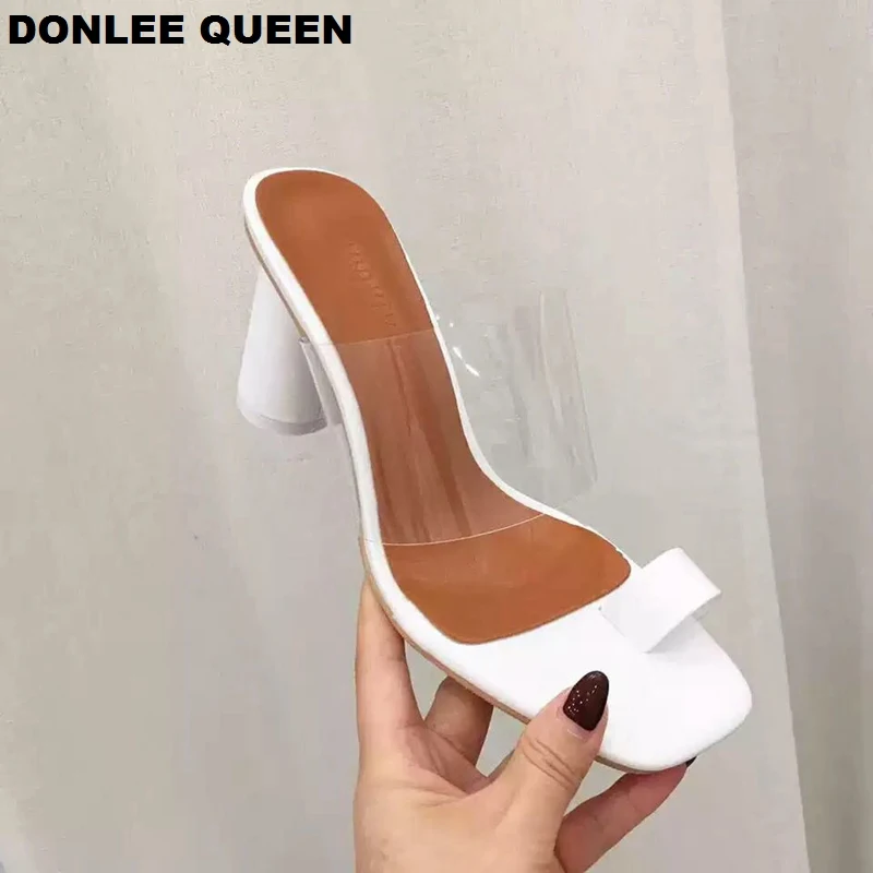 Шлепанцы DONLEE QUEEN женские прозрачные пикантные сандалии на высоком каблуке без