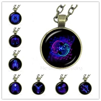 sagittarius capricorn aquarius pisces zodiac signs necklace 12 constellations cabochon glass gem birthday starsign gift