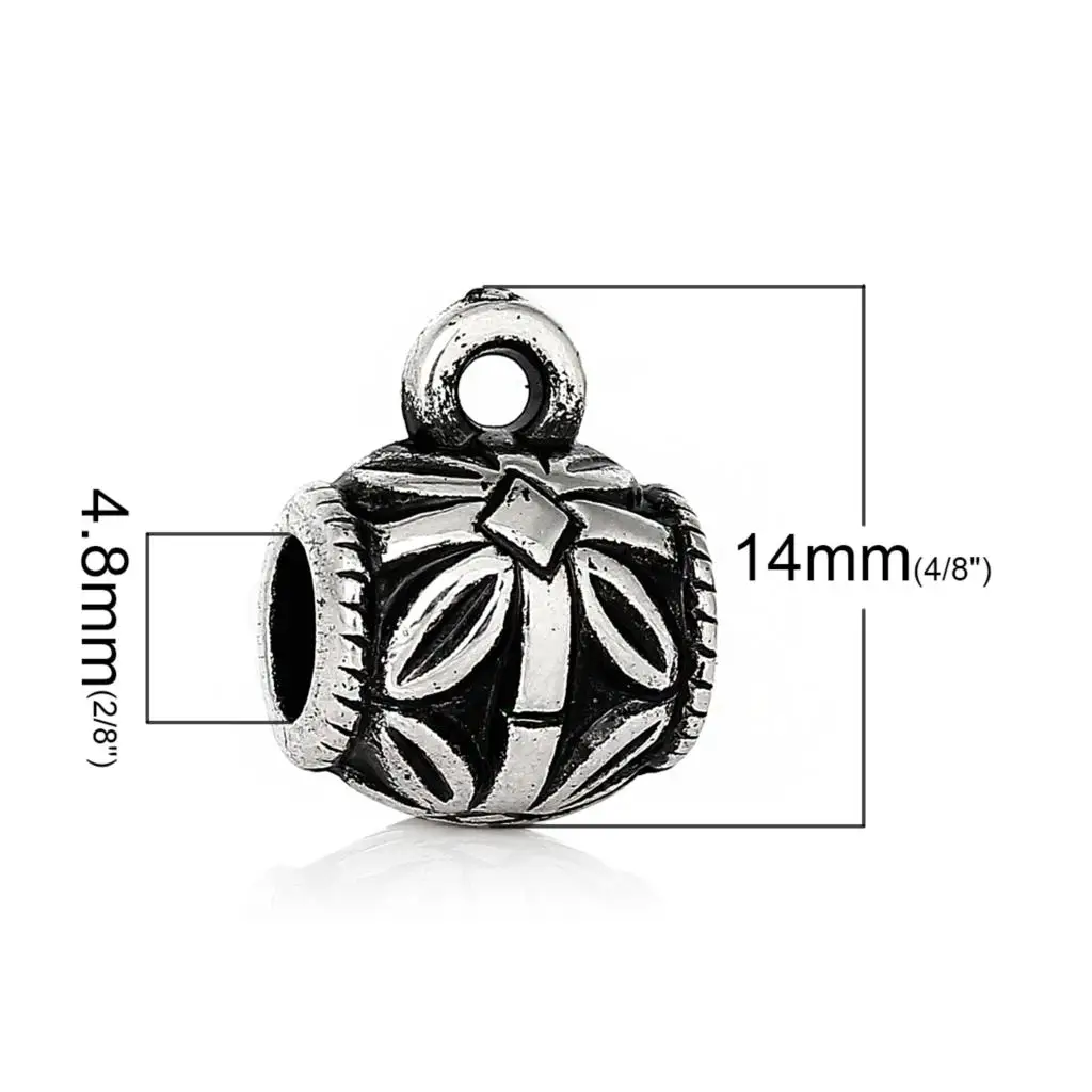 DoreenBeads Бесплатная Доставка! 50 Шт. Старинное Серебро Акриловые Barrel Распорки Бисер