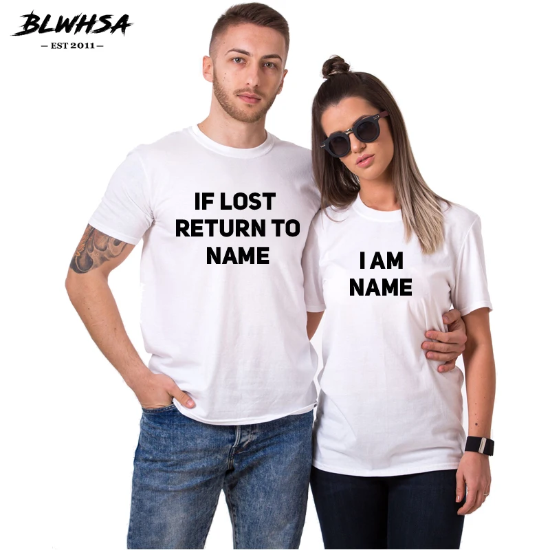 Футболка BLWHSA для пары женская футболка с надписью Return To Name I Am модная свадебная