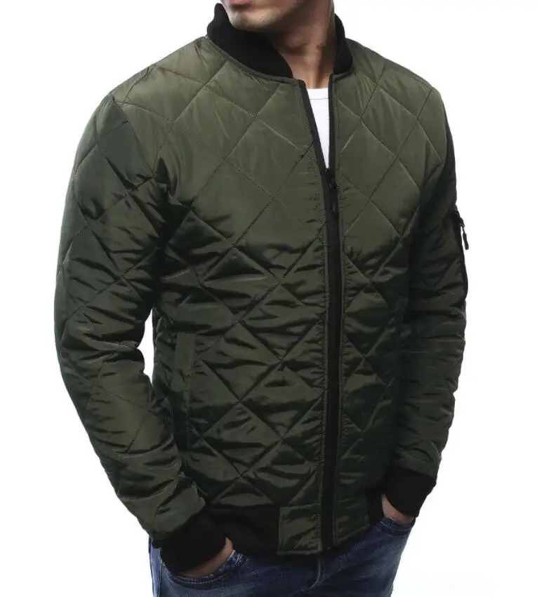 Army Green Parka Прямая поставка, зимние куртки, мужские тонкие куртки-бомберы, корейская мода, повседневные одноцветные куртки на молнии, мужские комбинезоны размера плюс - Цвет: Army Green Parka
