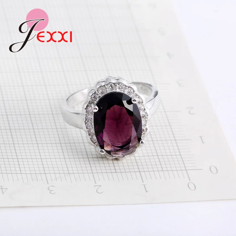 

Brand Valentine's day & Christmas gift Delicate Elegant Purple Crystal 925 Sterling Silver Female Ring For Charming Women