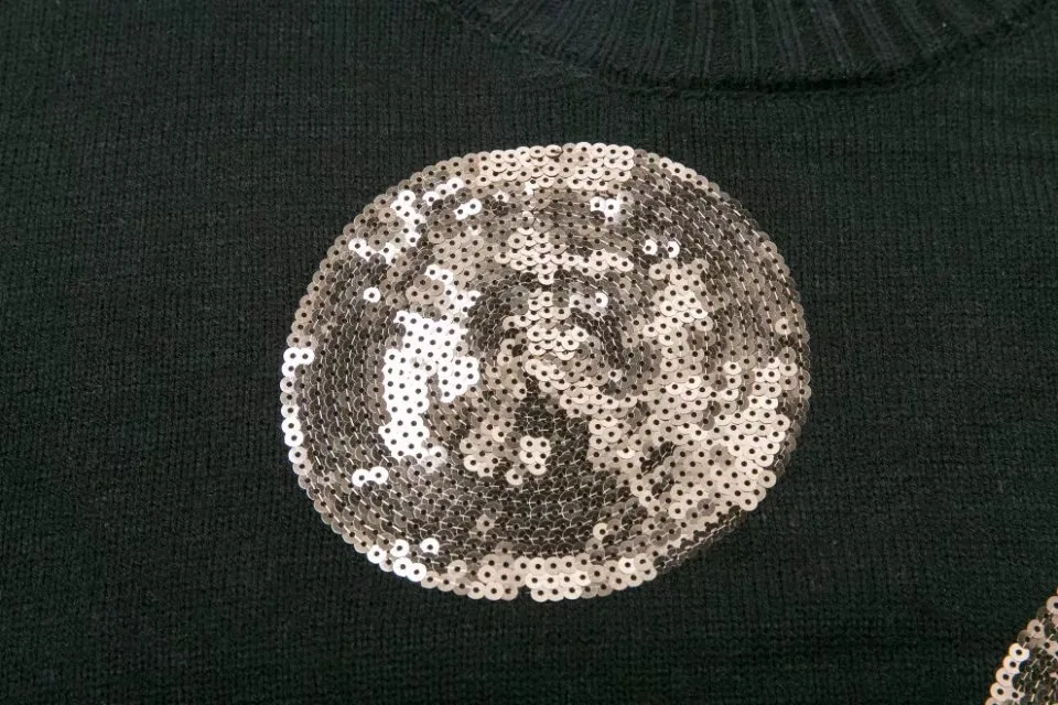 Новинка 2017 европейские женские зимние свитера в горошек с блестками круглым