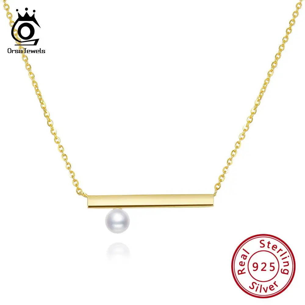 ORSA JEWELS Новое поступление бар& подвеска из перламутровой жемчужины ожерелье для женщин 925 серебро ожерелье модные вечерние ювелирные изделия SN152