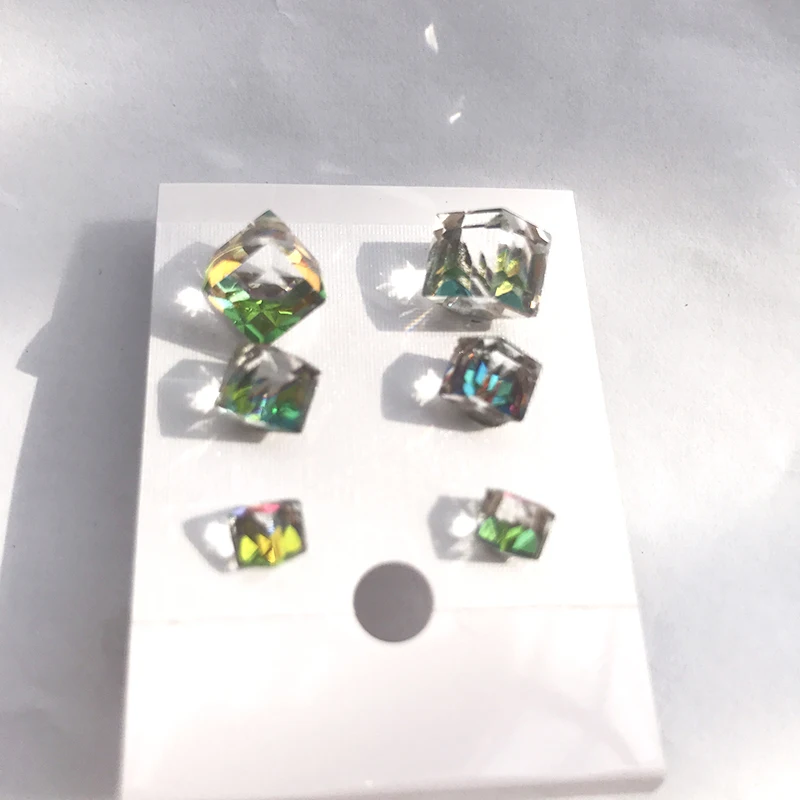 6 шт. 1 комплект женские серьги гвоздики с австрийским кристаллом|cube stud earrings|stud