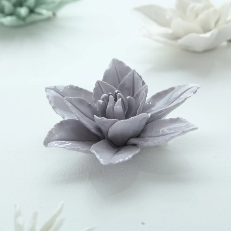 modern ceramic lily flower wall hanging crafts home livingroom tv background wall mural decoration hotel store wall ornamnets free global shipping