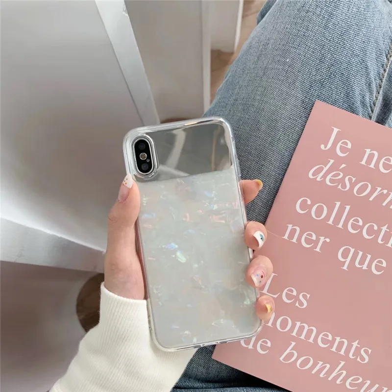 JIBAN Fashion Conch Shell Mirror Phone Case For Iphone XR XSMax X 7plus 6 6S 8 8plus Capa Luxury Soft Back Cover |