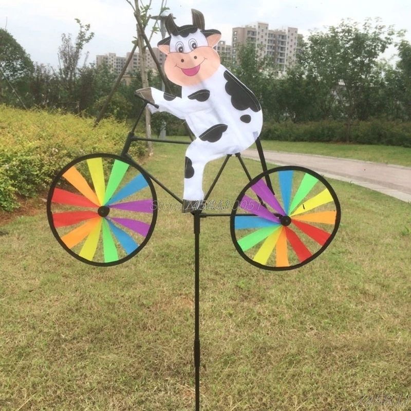 Cow Милый 3D животное на велосипеде ветряная мельница Whirligig сад газон двор Декор ветер Спиннер - Цвет: Cow