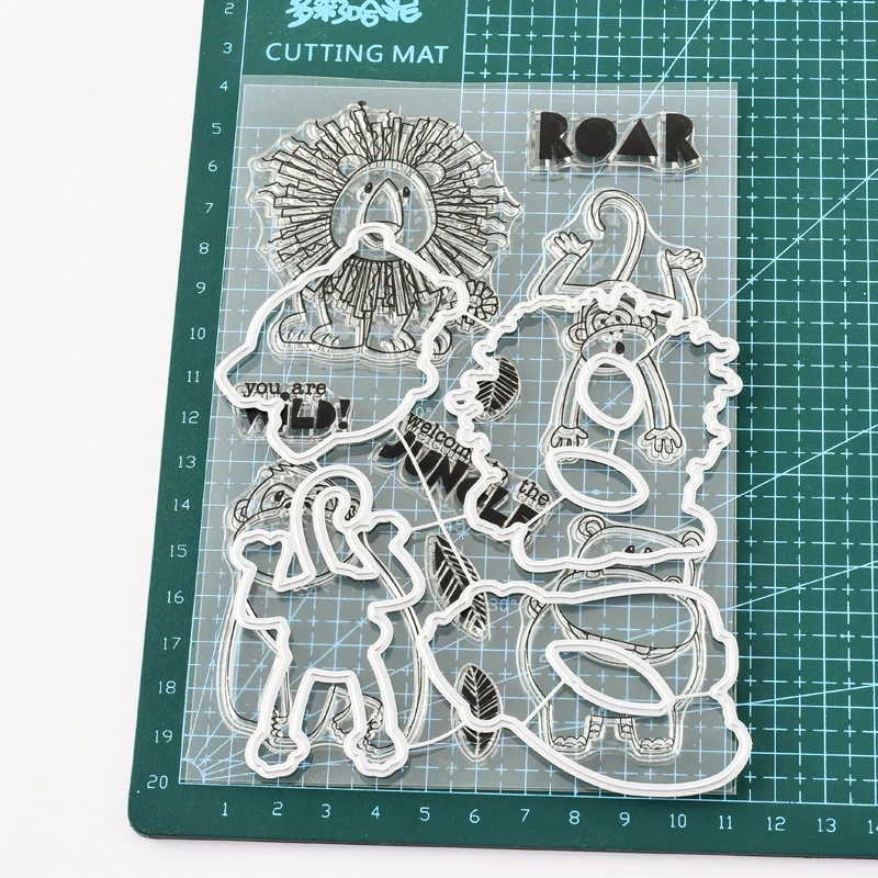 Animal Lion/Monkey Metal Cutting Dies and Clear Stamp for DIY Scrapbooking Photo Album Decoretive Embossing Stencial | Канцтовары для