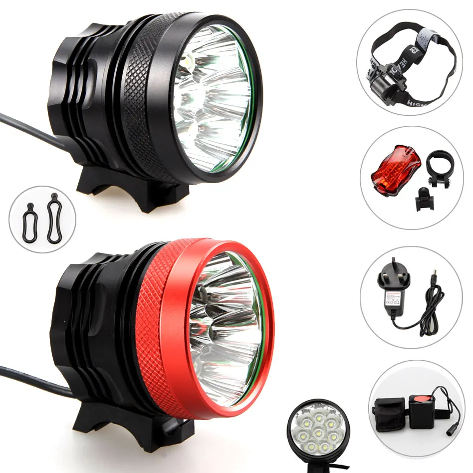 

Waterproof 4000 lumen 8x T6 LED Flashlight Bike Bicycle Light Headlight+12000mAh+AC Charger+Headband+Led Taillight
