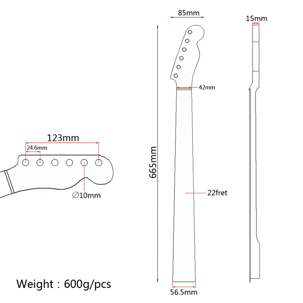 22 Лады для гитары Шея клен дерево инкрустация задняя гитара гриф запасных