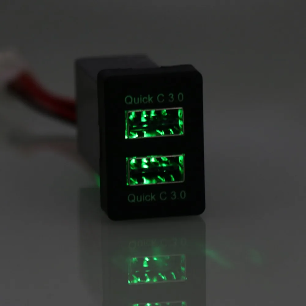 Двойной QC3.0 USB интерфейс разъем быстрое автомобильное зарядное устройство, быстрая зарядка автомобильное зарядное устройство используется для TOYOTA, Camry, Corolla, Yaris, RAV4, eiz, Cruiser
