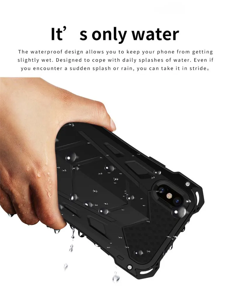 R-JUST для iPhone Xs чехол для MAX XR Coque водонепроницаемый ударопрочный Прочный металлический чехол для iPhone 7 8 Plus X полная защита