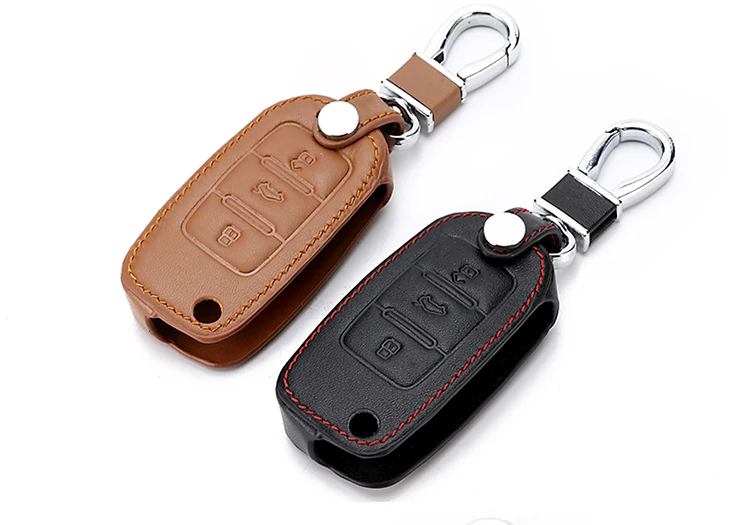 Кожаный флип чехол для ключей автомобиля для VW Volkswagen Polo Golf Passat Beetle Caddy T5 Up Eos Tiguan Seat Skoda чехол дистанционного брелока 3 кнопки