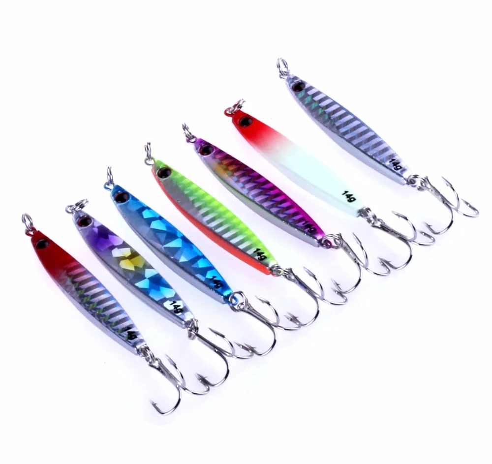 

7pcs New Arrival Metal Jig Fishing Lures Hard Bait 6cm 14g Lead Head Fishing Tackle Artificial Pencil Pike Fishing Wobblers