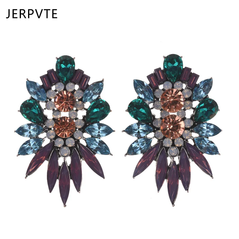 Jerptte 3 вида цветов Популярные яркие серьги с цветком большой роскошный страз