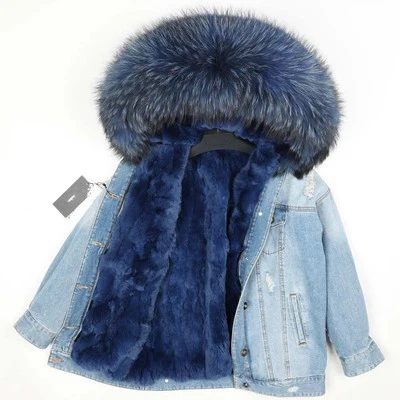 raccoon fur collar1 Зимняя куртка для женщин, бренд, настоящая короткая меховая накидка, парка из енота, лисы, воротник, Рекс, мех кролика, подкладка, отверстие, Бомбер, джинсовая куртка - Цвет: raccoon fur collar1
