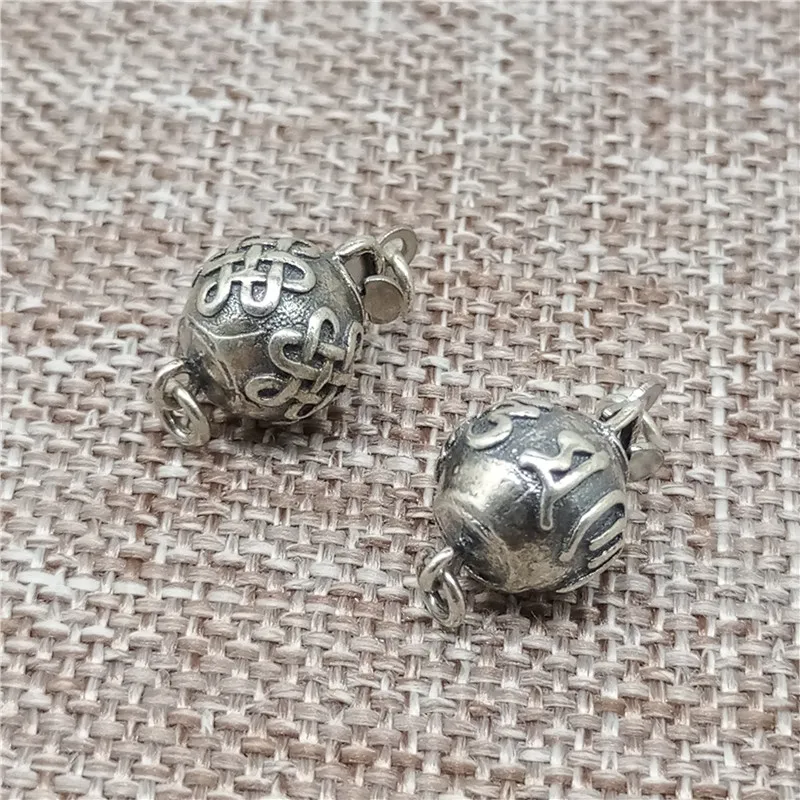 

925 Sterling Silver Ball Pearl Clasps Link Connector Om mani padme hum Chinese Knot for Bracelet Necklace