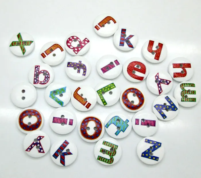 

100pcs Popular Mixed Round Letter Wooden Buttons For Clothes Crafts Sewing Decorative Needlework Scrapbooking DIY Accessories