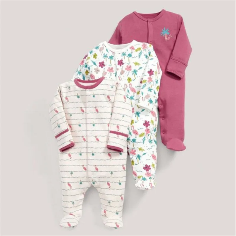 Baby Footies Pajamas with Button Closure 100% Cotton Girl/Boy Footie Sleepwear 0-12 Months 3 Pack | Детская одежда и обувь