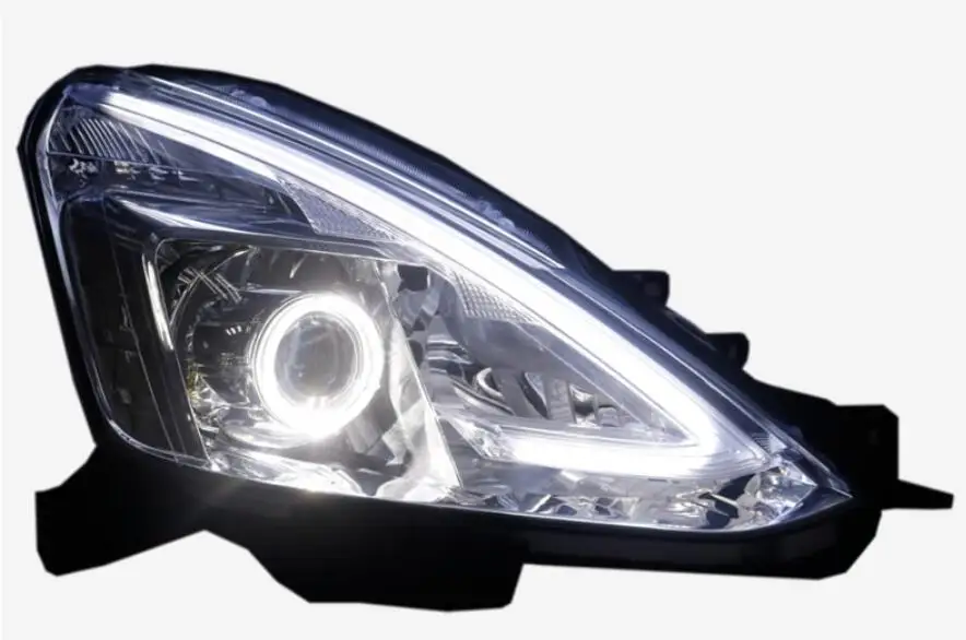 2pcscar Head light For Nissan Livina Headlights 2007~2012/2013~2018year Livina headlight Bi-Xenon Beam Fog light angel eyes Auto