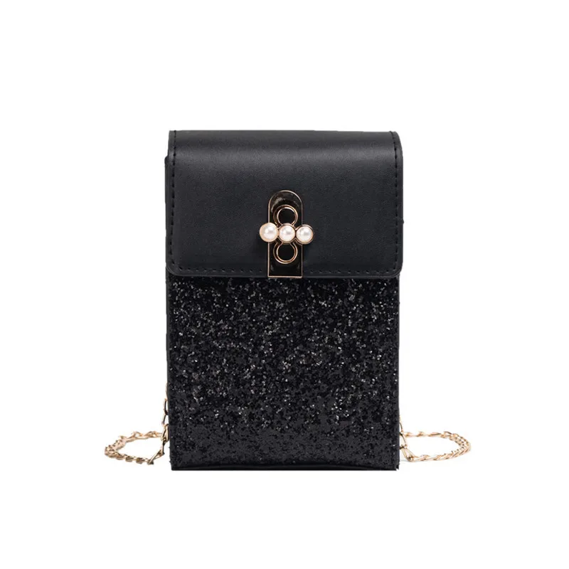 Женская модная маленькая квадратная сумка с блестками и цепочкой через плечо