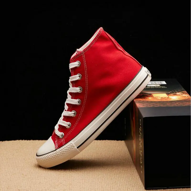 New Arrival Summer Fashion Men Flats Shoes All Black White red Casual Mens Canvas Lace-Up high top shoes NN-14 | Обувь