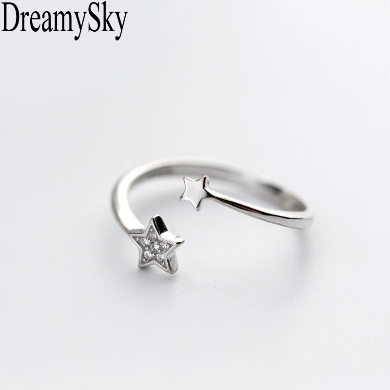 Женское кольцо DreamySky регулируемое обручальное из 100% настоящего серебра с двумя