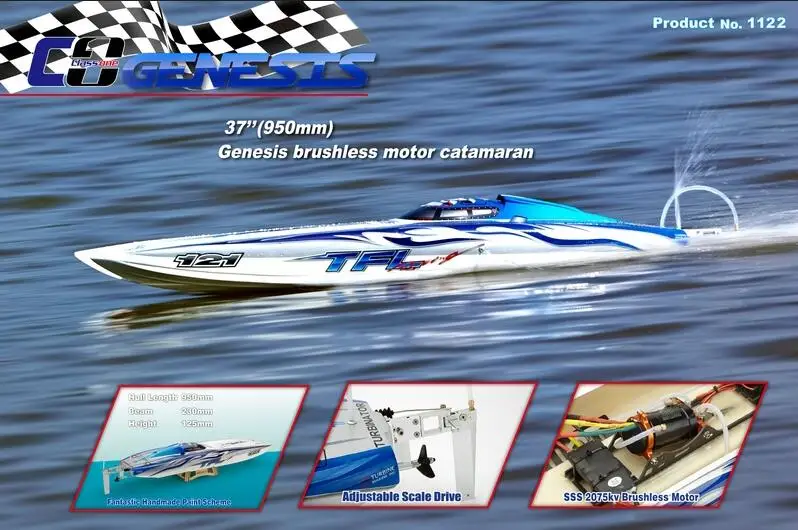 Genesis 1122 Catamaran Racing Boat/ Fiberglass with Dual Motors 3660 brushless motor KV2726 120A ESC | Игрушки и хобби
