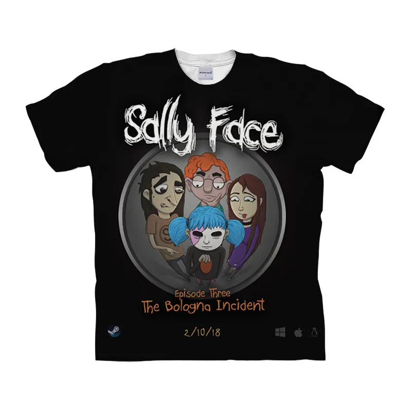 Sally Face печать 3d черная футболка с глубоким вырезом для мужчин и женщин