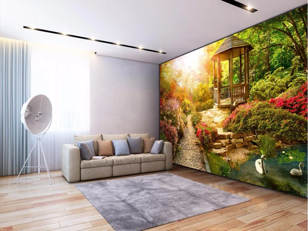 3d обои на заказ фотообои Солнечный свет сад пейзаж фон декор комнаты Живопись