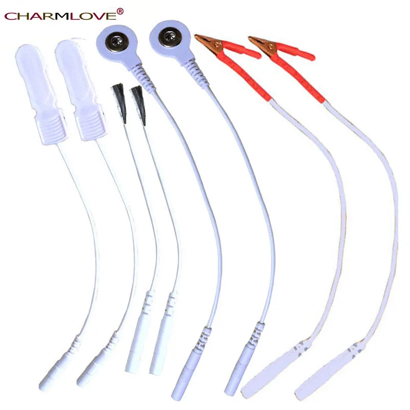 Новые 8 шт. шоковая терапия Электро Секс комплект 4 Вид свинцовыми проводами для