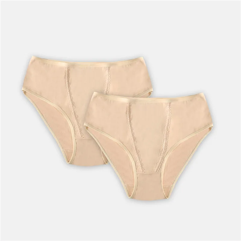Beige 2Pcs 2 шт./компл. трусики большого размера 3XL 4XL женское нижнее белье хлопковые трусы Модные женские нижнее белье Мумия брюки большого размера дамское нижнее белье Новинка - Цвет: Beige 2Pcs