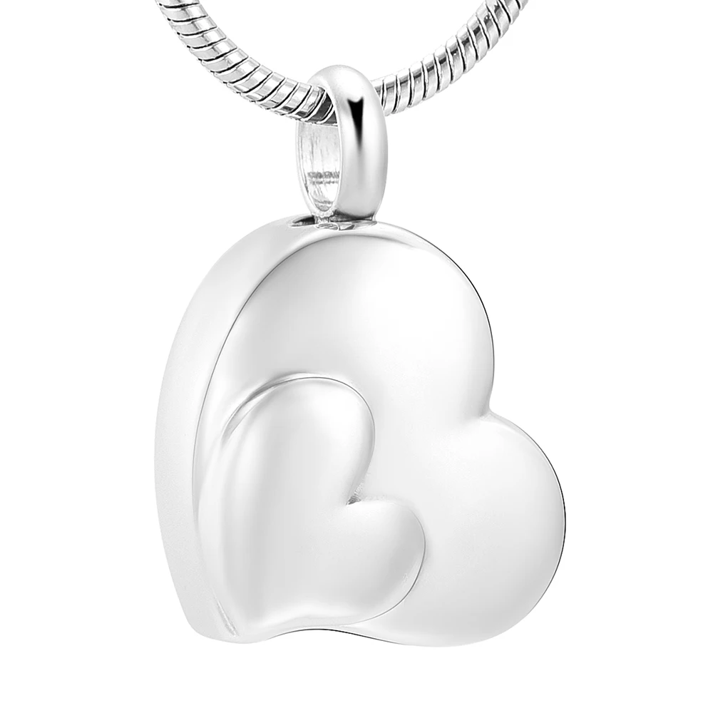 

K001 Free Engraving Blank Double Heart Cremation Pendant Stainless Steel Keepsake Necklace Ashes Urn Memorial Women Jewelry