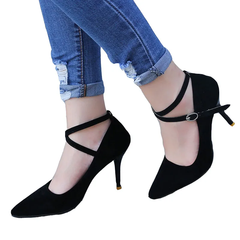 Женские туфли с перекрестной шнуровкой VTOTA лодочки на высоком каблуке обувь