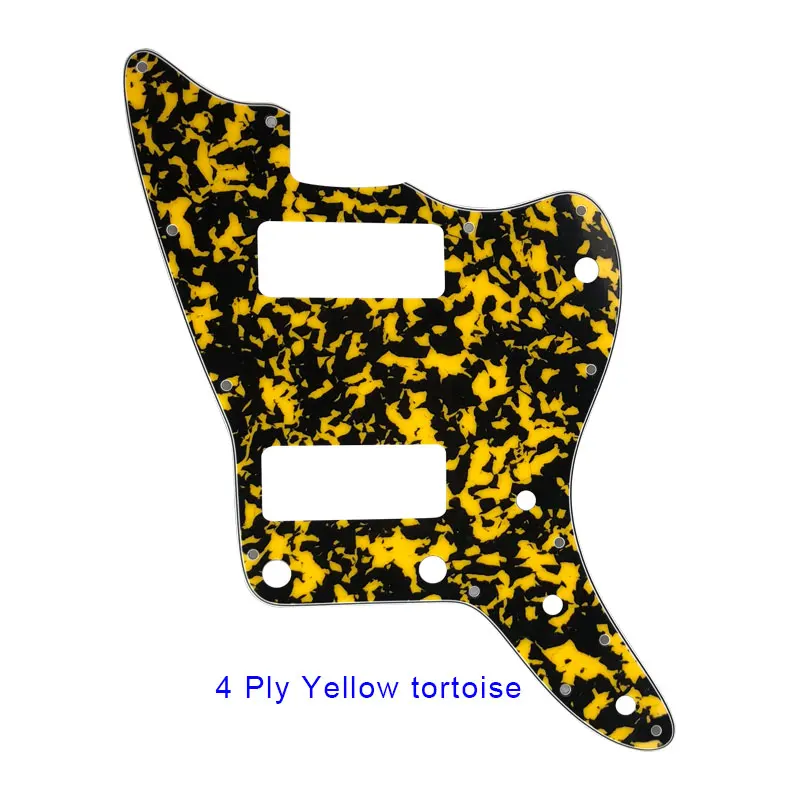 4Ply Yellow Tortoise Pleroo гитарные части-для нас нет верхнего управления Jazzmaster Стиль гитары накладки с P90 звукосниматели царапины пластины Замена - Цвет: 4Ply Yellow Tortoise