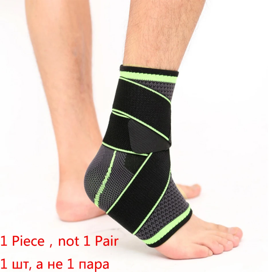 1 Piece Green Стоящий 1 шт. спортивный фиксатор лодыжки Компрессионный Ремень рукава поддержка 3D плетение эластичный бинт ноги Защитное снаряжение тренажерный зал фитнес - Цвет: 1 Piece Green