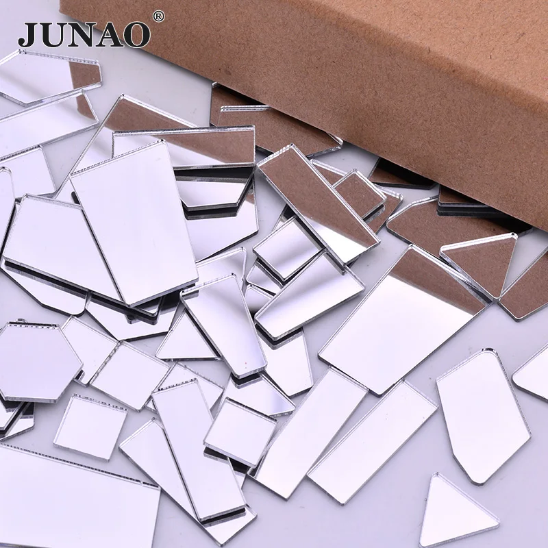 JUNAO 20 шт. смешанные размеры серебряное прозрачное зеркало Стразы наклейки с
