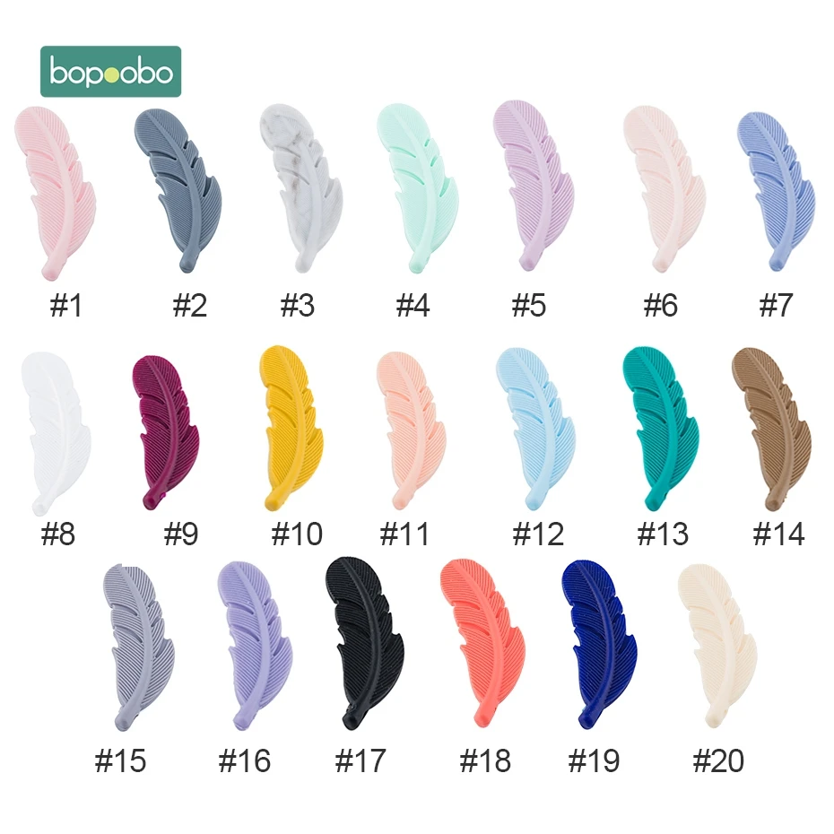Bopoobo 20 шт. силиконовый бисер с перьями для малышей, маленький стержень для детей, Детский силиконовый Прорезыватель для зубов с перламутровыми листьями, силиконовый Прорезыватель для грызунов