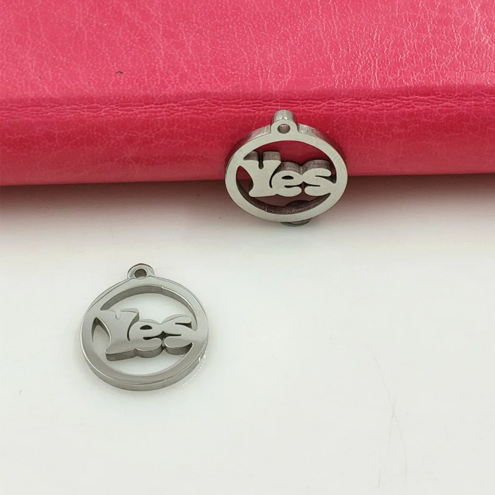

20PCS Charm Dangle Jewelry Letter Yes Hollow Charms Stainless Steel DIY Charms Accessories Necklace Jewelry Happy Halloween