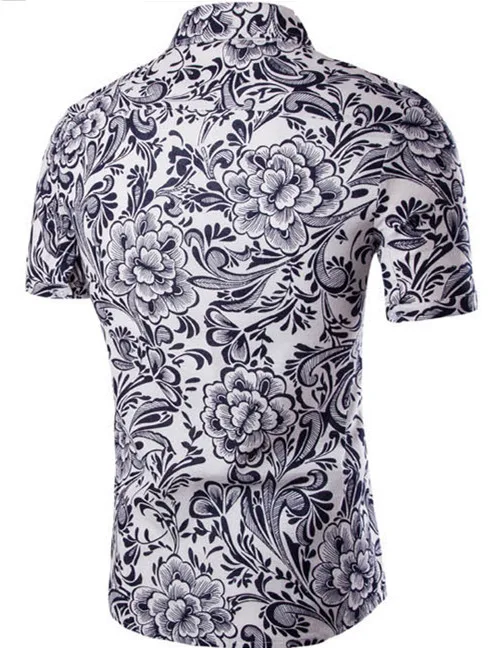 2017 New Summer Short Sleeves Casual Cotton Fashion Shirts For Man Beach Holiday Mens Floral Pattern M-XXL A162 | Мужская одежда