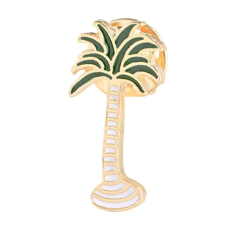 Coconut Tree Милый значок растения в горшках воротник обуви эмаль брошь кокосовое дерево кактус листья саплинг одежда мультфильм шпильки значок для женщин - Окраска металла: Coconut Tree