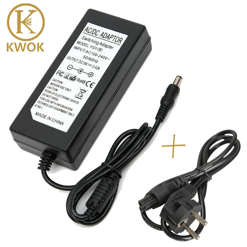 Портативное зарядное устройство DC 19V 3.42A 65W адаптер + шнур питания EU для ASUS нетбука