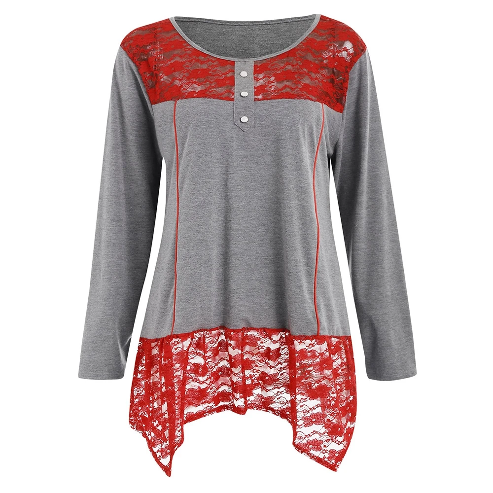 Новые женские футболки больших размеров лоскутные открытые с пуговицами