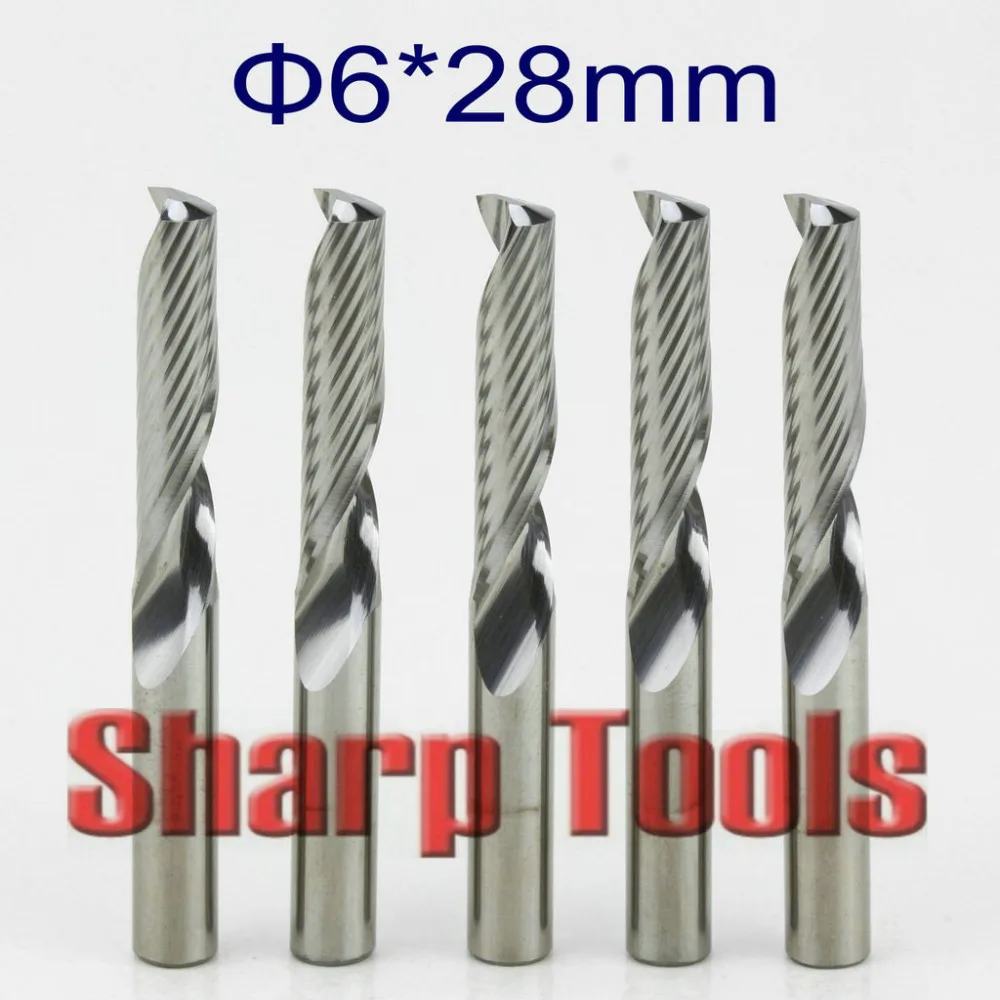 6*28 мм Одиночная флейта фреза CNC торцевая гравировальный станок Инструменты 1/4