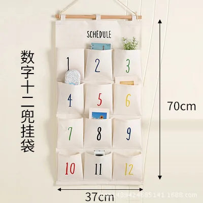 

3 Pockets Hanging Storage Bag Pattern Hanging Bag Storage Organizer Wall Sundry Fabric Cotton Linen Hanging Pockets