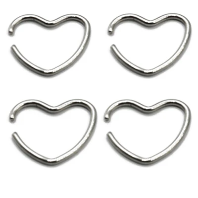 Showlove-4pcs/лот хирургические Сталь Daith в форме сердца в форме звезды ухо траг Хрящ уха серьги-улитки нос нательное пирсинг-кольцо ювелирные изделия 16g - Окраска металла: 4pcs Silver