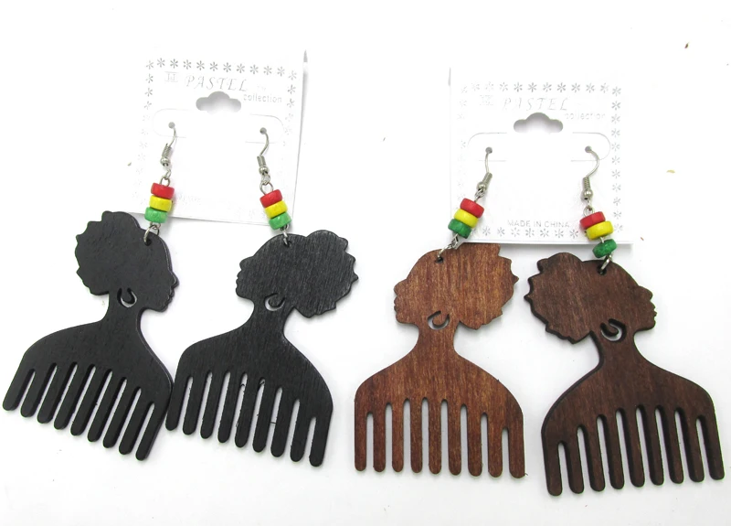 Бесплатная доставка! Деревянные серьги с расческой 2017|earrings free shipping|wooden afro earringswooden